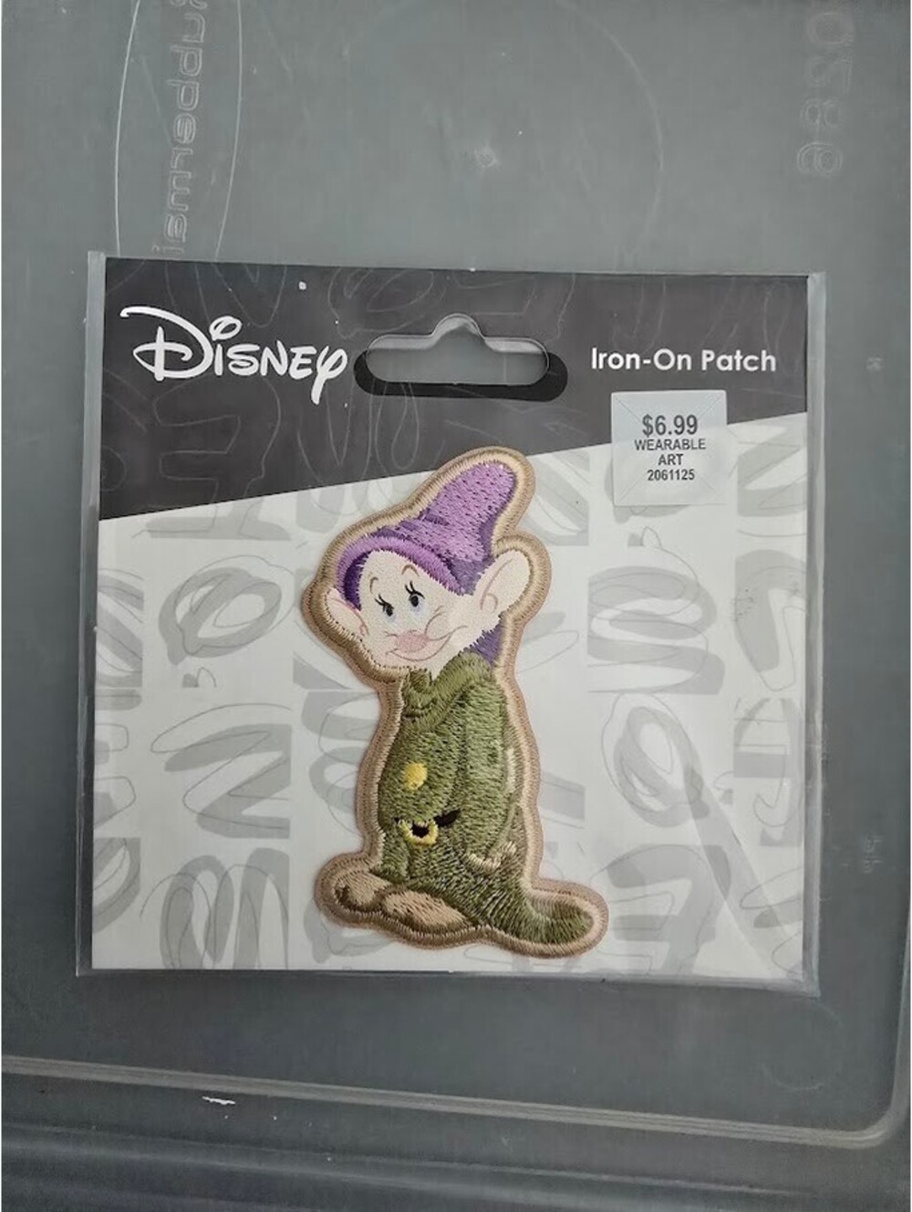 New in package 2" x 2.5" Disney Dopey Iron-On Patch